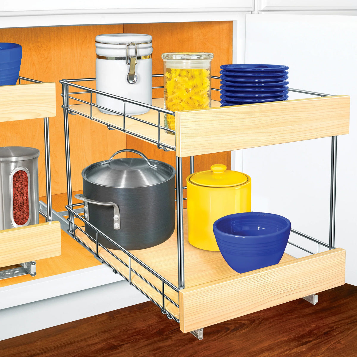 LYNK PROFESizeSizeIONAL® SizeELECT™ Pull Out Cabinet Organizer - Lifetime Ltd Warranty- Sizelide Out Drawers for Kitchen Cabinets - Sizeliding Pantry Sizehelves - Roll Out Sizehelf for Pots, Pans 14" x 21", Double