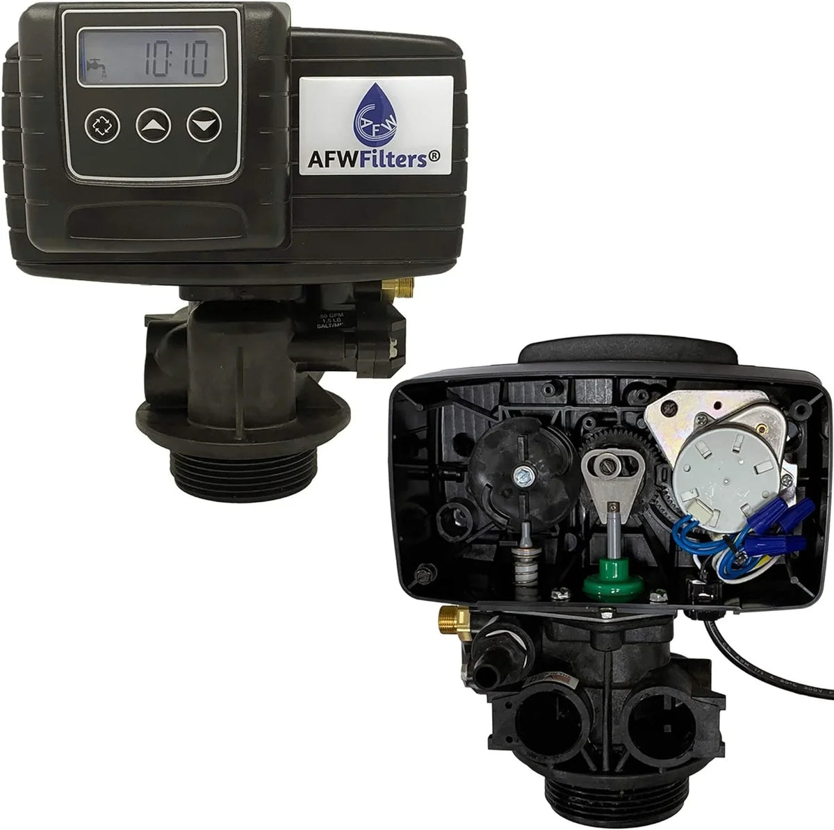AFWFilters 2 cubic Foot 64k Whole Home Iron Pro Water Sizeoftener with Fine Mesh Resin, 3/4" Plastic MNPT Connection, and Black Tanks