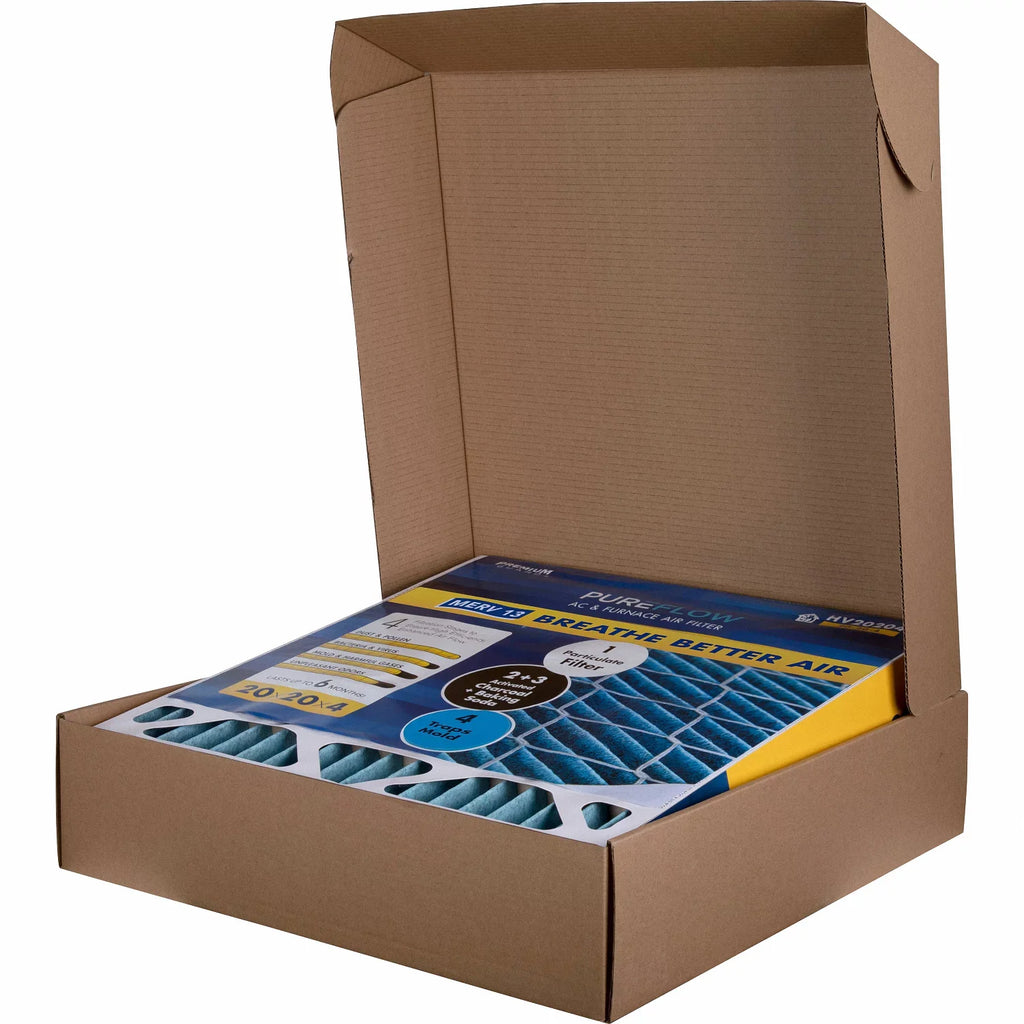 PureFlow HV20204, Home Furnace Air Filter 20x20x4, with 4 Layers of Advanced Filtration Technology, MERV-13 Pack-of-2