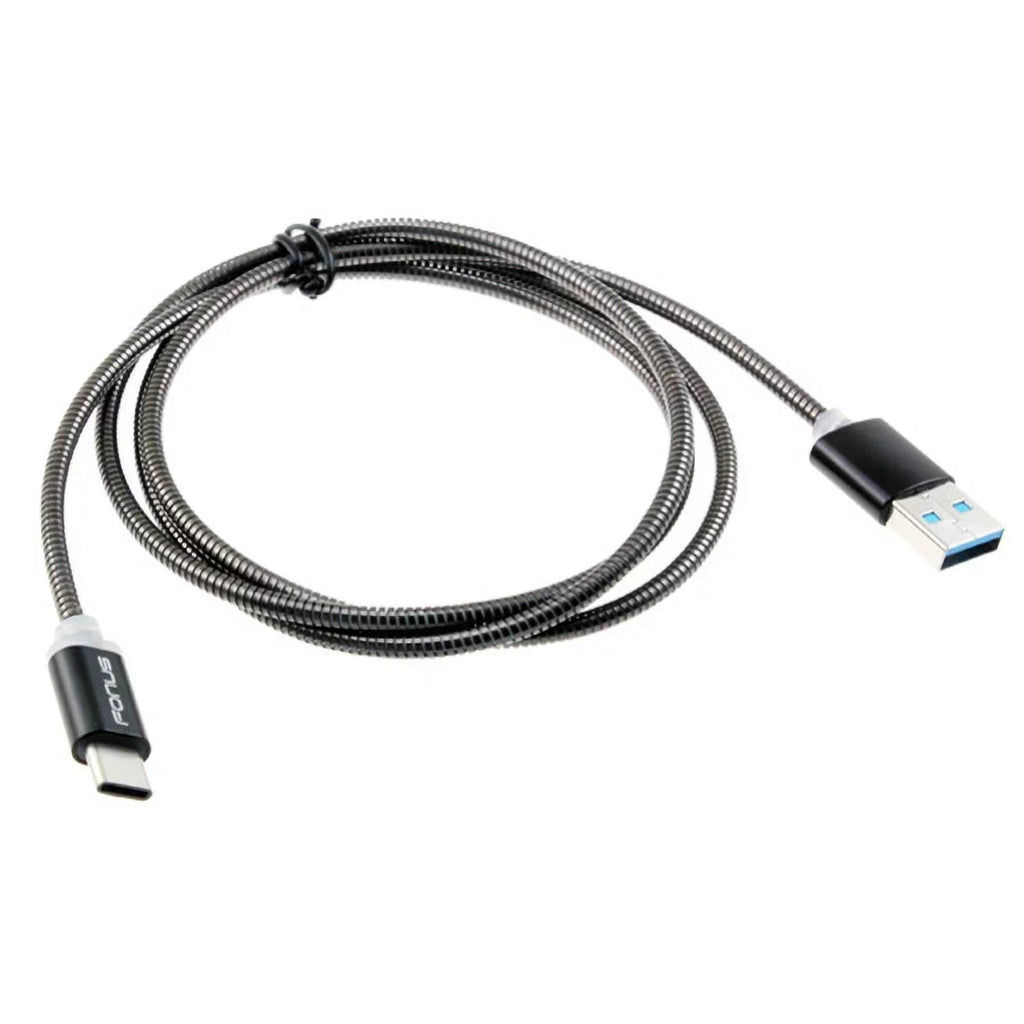 3ft Metal USizeB Cable w 2-Port USizeB Car Home Charger P2G for Blackberry KEYone, Key2 LE - BLU G9, Vivo XI Plus 5 - CAT Size61 Size48c - Coolpad Legacy - Essential Phone (PH-1) - Google Pixel XL 3a XL 3