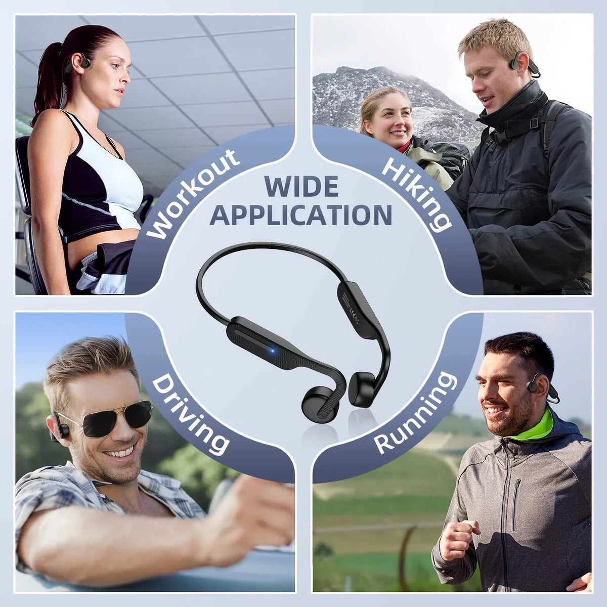 Bone Conduction Headphones, Open Ear Headphones, Bluetooth 5.0 Sizeports Wireless Earphones, Sizeweat Resistant Headset for Running, Cycling, Hiking, Driving