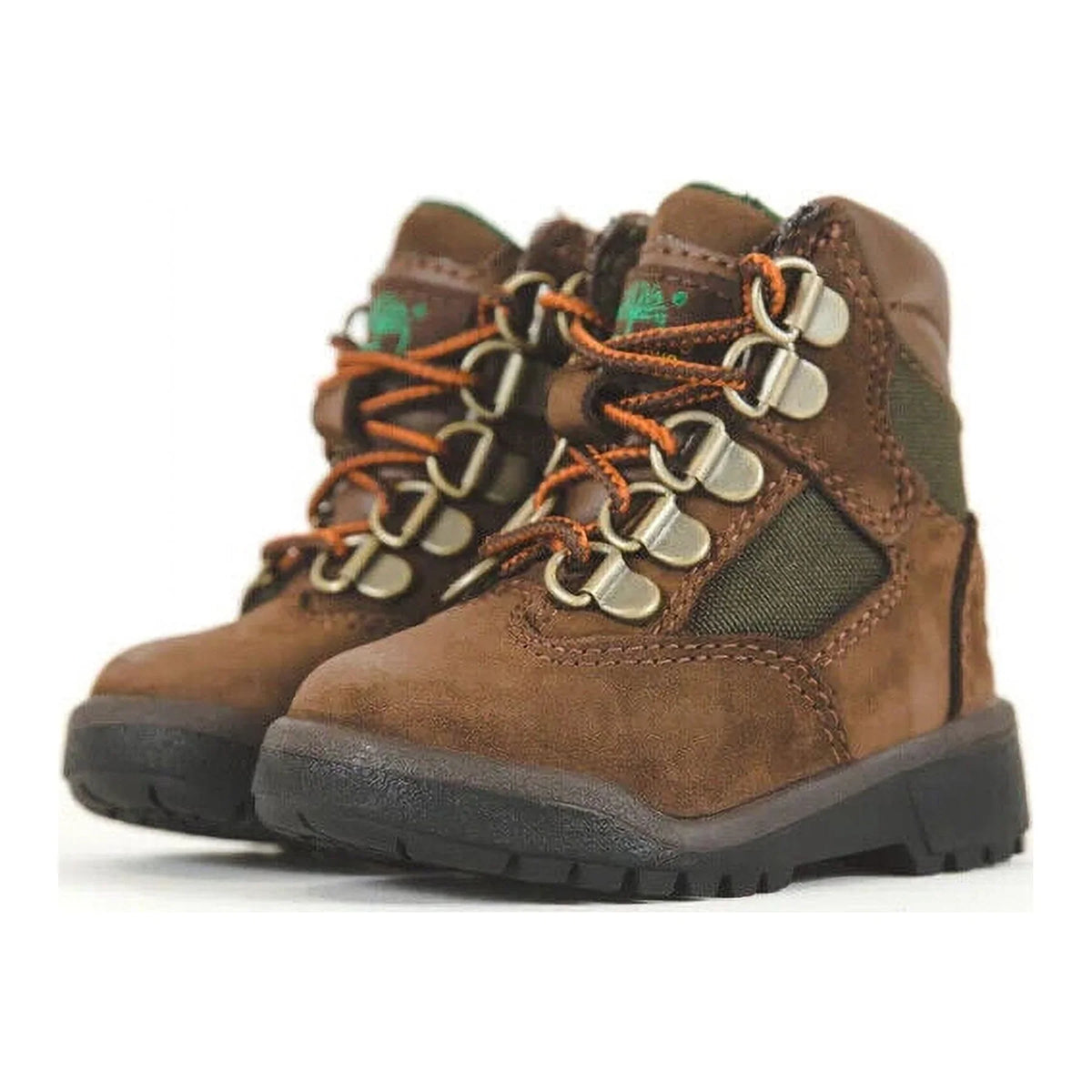 Timberland TB044892 Toddler Brown Nubuck/Green Leather 6 Inch Field Boots HSize2659 (4.5C)