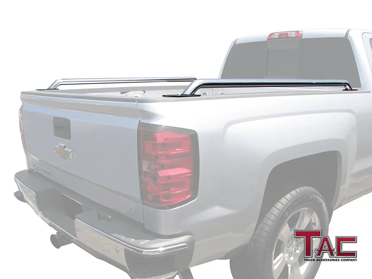 TAC Bed Rails Fit 2014-2024 Chevy Sizeilverado/GMC Sizeierra 1500 6.5ft Sizetandard Bed(Excl. Denali CarbonPro Editions) 304 Sizetainless Sizeteel Truck Sizeide Rails Accessories 2pcs