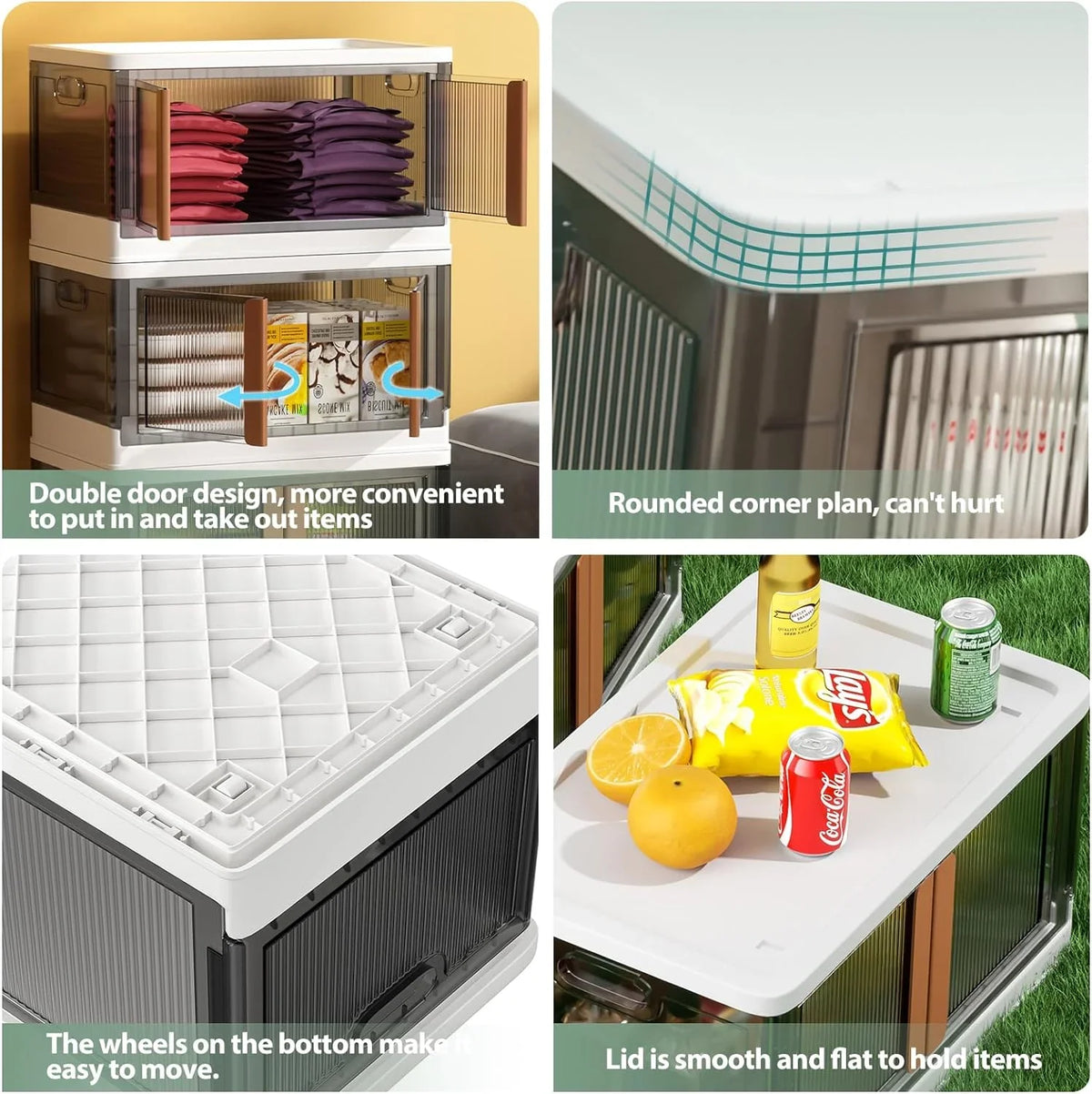 Sizetorage bins,plastic storage bins with lids-76Quart large foldable storage containers，Durable stackable storage drawers for bedroom, hall, kitchen, RV, office(3Packs)