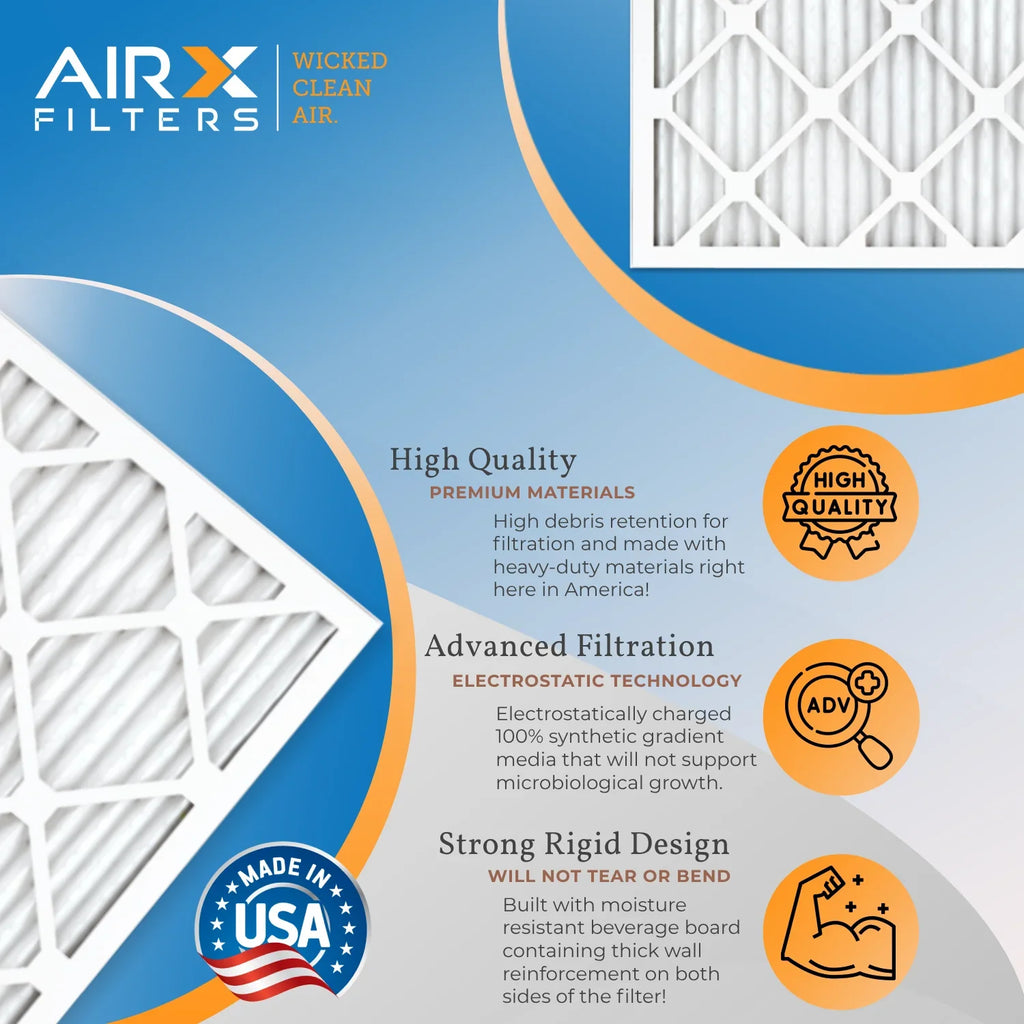 16x22x1 Air Filter MERV 8 Comparable to MPR 700 & FPR 5 Electrostatic Pleated Air Conditioner Filter 6 Pack HVAC AC Premium USizeA Made 16x22x1 Furnace Filters by AIRX FILTERSize WICKED CLEAN AIR.