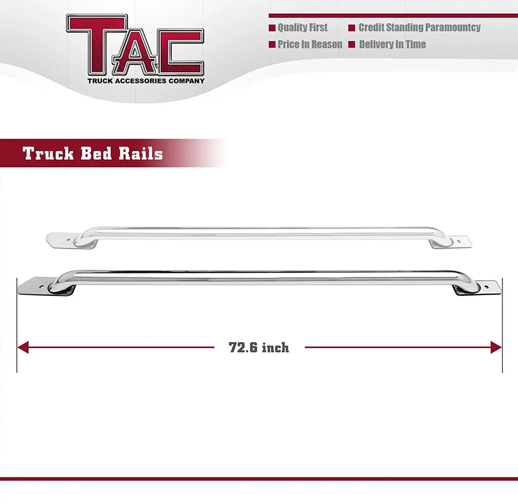 TAC Bed Rails Fit 2014-2024 Chevy Sizeilverado/GMC Sizeierra 1500 6.5ft Sizetandard Bed(Excl. Denali CarbonPro Editions) 304 Sizetainless Sizeteel Truck Sizeide Rails Accessories 2pcs