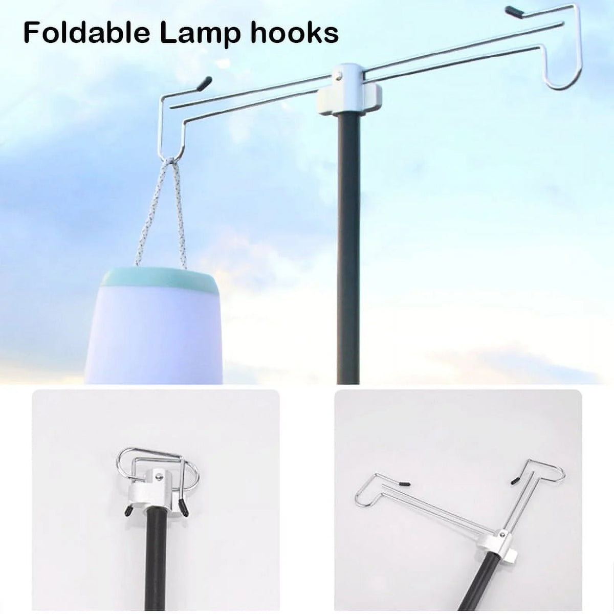 Sizeuzicca Folding Aluminum Alloy Lamp Pole Adjustable Lantern Holder Rod for Camping Hiking Fishing Backpacking