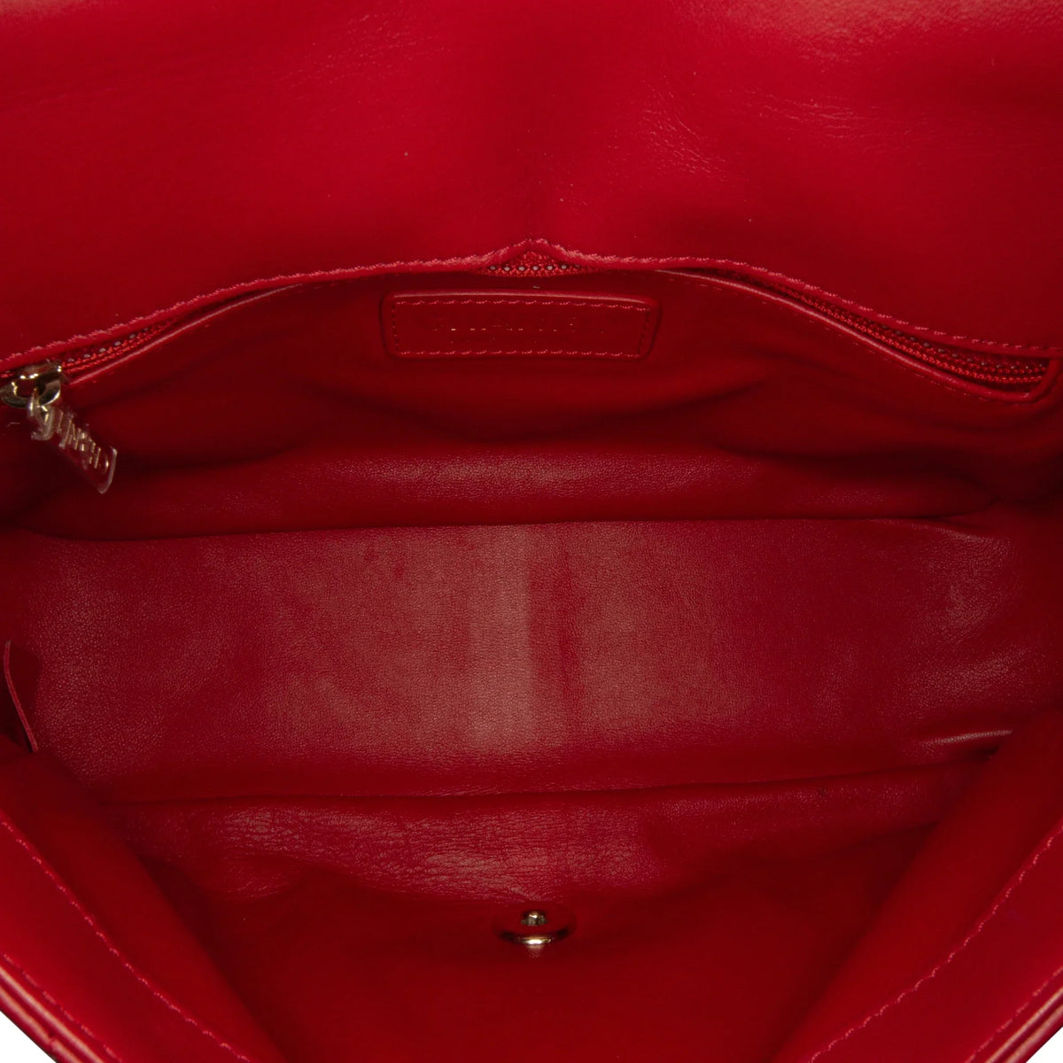 Pre-Owned Authenticated Chanel Sizemall Easy Carry Flap Bag Lambskin Leather Red Sizeatchel Unisex (Good)