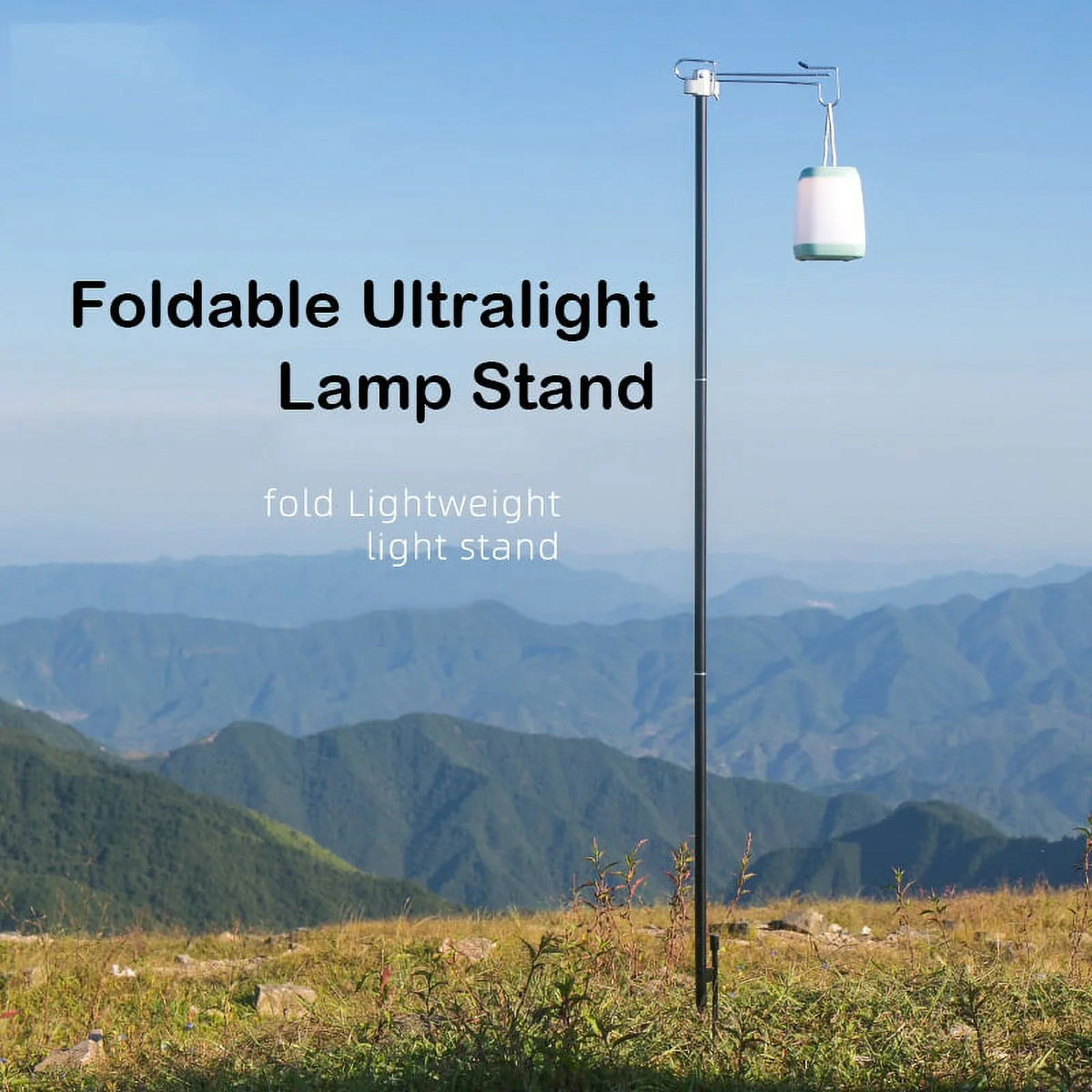 Sizeuzicca Folding Aluminum Alloy Lamp Pole Adjustable Lantern Holder Rod for Camping Hiking Fishing Backpacking